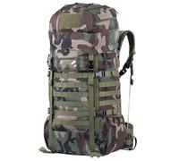 BACKFERRY Sac à dos tactique de 75 l avec cadre interne, MOLLE et système d'hydratation pour le camping, la chasse, la randonnée, l'aventure sauvage, camouflage M81