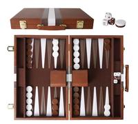 Backgammon, 15 Pouces Backgammon Set en Cuir véritable avec dés et doubleur