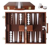Backgammon 15 Pouces Backgammon Set en Cuir véritable avec dés et doubleur Grand Jeu De Back-Gammon pour Adultes Back-Gammon