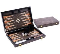 Backgammon Bois Luxe 15 Pouces - Placage Ebene Brun Verni 48 X 38 Cm