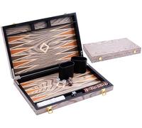 Backgammon Bois Luxe 15 Pouces - Placage Ebene Gris Verni 48 X 38 Cm