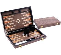 Backgammon Bois Luxe 15 Pouces - Ronce De Noyer Vernie 48 X 38 Cm