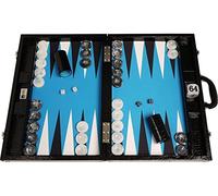 Backgammon compétition Wycliffe Brothers 3e génération - Croco Noir, Surface de Jeu Bleue