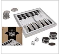 Backgammon Dans Un Cadre En Métal 245X245 Mm 30 Pions 2 Dés Jeu De Voyage