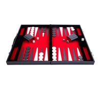 Backgammon de Luxe 18 Pouces - Jeu de Société en Similicuir Rouge Noir Blanc