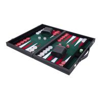Engelhart - 250508 - Backgammon de Luxe - Vert - 38 cm - 15 Pouces - Simili Cuir - Incrustation Feutre - Dés et Jetons Nacrés + 2 Gobelets - Jeu de Stratégie - Jeux de Backgammon