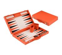 Backgammon Luxe 15 Pouces 47,4 X 38,6 Cm - Simili Cuir Orange Marquete