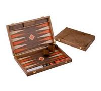 Backgammon en bois 15 pouces - coffret luxe ronce et noyer - pions orange blanc - Engelhart 250548