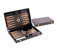 Backgammon en bois de luxe 15 pouces - ébène verni brun - jeu pliable 2 joueurs - Engelhart 250544 G
