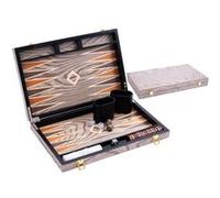 Backgammon en bois de luxe 15 pouces - ébène verni gris - jeu pliable 2 joueurs - Engelhart 250542 Gris G