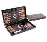 Backgammon en bois de luxe 18 pouces - ébène verni brun - grand format 2 joueurs - 250545