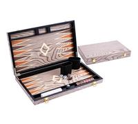 Backgammon en bois de luxe 18 pouces - ébène verni gris - grand format 2 joueurs - 250543