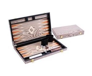 Backgammon en bois de luxe 18 pouces - ébène verni gris - grand format 2 joueurs - Engelhart 250543 Gris G