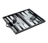 Philos-Spiele Jeu de backgammon 18,5 pouces – Étui noir, surface feutre grise, accessoires inclus