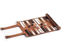 Backgammon-Jeu De Voyage À Enrouler-Jeu De Société Backgammon-Avec Accessoires-Noir Et Blanc-Plateau De Jeu Lxp : 36x25 Cm-Aspect Cuir-Valise De Qualité Supérieure