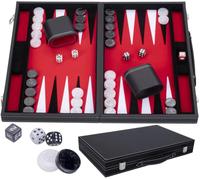 Backgammon Luxe 15 Pouces 38 X 47 Cm - Simili Cuir, Feutrine, Pions Nacres