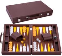 Backgammon Luxe 15 Pouces 38 X 47 Cm - Simili Cuir, Pions Et des Nacres
