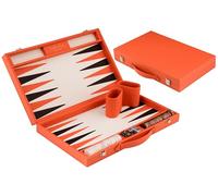 Backgammon Luxe 15 Pouces 47,4 X 38,6 Cm - Simili Cuir Orange Marquete
