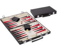 Engelhart Backgammon 250505 - Rouge Noir Blanc 36 cm - Simili cuir, 5 dés, 2 gobelets