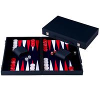 Backgammon Luxe 18 Pouces 56,4 X 46,7 Cm - Simili Cuir Rouge Blanc Marquete