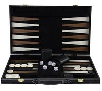 Backgammon Luxe 18 Pouces - Mallette Ivoire Marron, Plateau 46 X 62 Cm | Jeu De Plateau Adulte 2 Joueurs Avec Feutrine, 5 Des, 2 Gobelets Et Pions - Coffret Refermable, Strategie, A Partir De 6 Ans