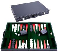 Backgammon Luxe 18 Pouces Vert Rouge Blanc - Simili Cuir Matelasse 57 Cm | Jeu De Societe 2 Joueurs Avec Pions, Des Et Regles Multilingues - Plateau 57 X 46 Cm, Coffret Ferme 46 X 28 X 6 Cm, Des 6 Ans