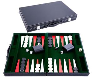 Backgammon Luxe 18 Pouces Vert Rouge Blanc - Simili Cuir Matelasse 57 Cm | Jeu De Societe 2 Joueurs Avec Pions, Des Et Regles Multilingues - Plateau 57 X 46 Cm, Coffret Ferme 46 X 28 X 6 Cm, Des 6 Ans