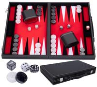 Backgammon Luxe Rouge 18 Pouces 45,5 Cm - Mallette Simili Cuir, des Nacres