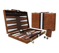 Backgammon,Pochette de Backgammon de Voyage,avec Sac en Cuir de qualité supérieure,Portable et de Voyage,Pièces de Jeux et Accessoires en Bois,Pochette de Backgammon de Voyage 15 Pouces