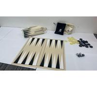 Backgammon Set, Premium Silicone Backgammon Classic Board Games for 2 Players, Foldable Portable Travel Game Set with Carrying Storage Bag (Khaki)