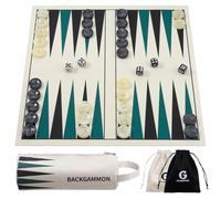 Backgammon Set, Premium Silicone Backgammon Classic Board Games for 2 Players, Foldable Portable Travel Game Set with Carrying Storage Bag (Green)