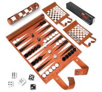 Backgammon Voyage, 3 IN 1 Bagamon Jeu, en Cuir 36x26.5cm | avec Pions & Dés, Portable Durable, Jeu de Société Classique pour les Familles, Campeur, les Voyage et la Fans de Stratégie