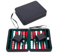 Backgammon Voyage 9 Pouces Vert - Pochette Simili Cuir, Fermeture Eclair