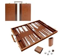 Backgammon Voyage Set pour 2 Joueurs, Valise de Backgammon 15 Pouces avec Accessoires complets, Set de Jeu de Voyage Portable Back-Gammon Voyage pour Adultes, Jeux de société Backgammon