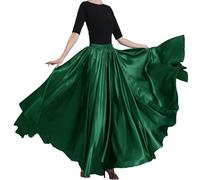 BACKGARDEN Jupe Longue élégante en Satin pour Femme 18 m pour Bal, Danse du Ventre, Costume, Vert de Noël., Taille Unique