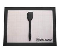 Backhaus FlexBake Tapis de Cuisson Anti-adhérent en Silicone Premium, Feuille à Pâtisserie 100% sans BPA & Spatule Maryse Offerte | Garantie 5 Ans | 40x30cm - Noir