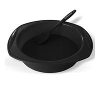 Backhaus Moule à Manqué en Silicone Platine Antiadhésif, Set à Pâtisserie Anti-adhérent - Moule à Gâteau Haut avec Spatule Maryse, La Meilleure alternative au Moule à Charnière | Noir