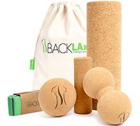 BACKLAXX® Kit Rouleau de Massage en Liège avec Balle, Fascias & Dos