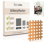 BACKLAXX® Pansements Grille Lot de 40, Cross Tape Acupuncture type c | 40 crosstapes en taille c, beige, cross tape doux pour la peau & hydrofuge, tient 7 jours, eBook 60 applications