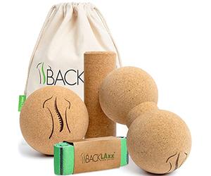 BACKLAxx Rouleau de Massage Musculaire de Liège - Muscle Roller pour Trigger Point Automassage - Rouleau Sport pour Fitness, Yoga et Pilates