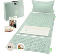 BACKLAXX Tapis d'acupression avec coussin, chiffon et sac | Tapis d'acupression XL - 120% de surface en plus | Tapis d'acupuncture avec picots pour le massage | Tapis de presse sans fil pour le cou
