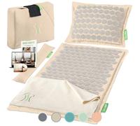 BACKLAXX® Tapis d'Acupression avec Coussin, Tapis Champ de Fleurs pour Dos | Kit tapis acupression: coussin, serviette, coussin lombaire, sac, tapis fleur de massage à picots en demi-lin