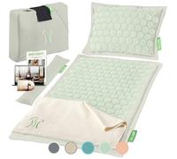 BACKLAXX® Tapis d'Acupression avec Coussin, Tapis Champ de Fleurs pour Dos | Kit tapis acupression: coussin, serviette, coussin lombaire, sac, tapis fleur de massage à picots en demi-lin