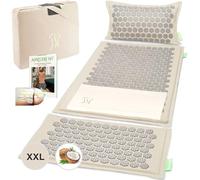 BACKLAXX ® Tapis d'acupression avec coussin, XL [+120 % de surface en plus], chiffon et sac, tapis d'acupuncture avec picots pour massage et détente du cou et des épaules, tapis de massage dos