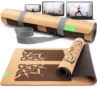 BACKLAXX Tapis de yoga en liège avec caoutchouc naturel - Vainqueur du test FAZ 10/2025 - Tapis de yoga durable, sans substances nocives, tapis de yoga antidérapant, tapis de fitness avec zones