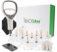 BACKLAxx ® Ventouses thérapeutiques avec pompe à vide | Ventouse massage médicale anticellulite avec aimants (12 pièces) | Cupping ventouse pour visage, dos et corps entier | Kit hijama complet