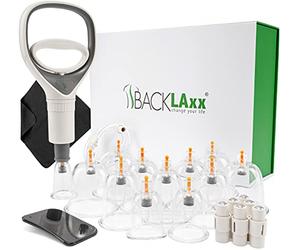 BACKLAxx ® Ventouses thérapeutiques avec pompe à vide | Ventouse massage médicale anticellulite avec aimants (12 pièces) | Cupping ventouse pour visage, dos et corps entier | Kit hijama complet
