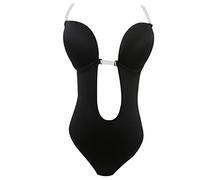 Backless Shapewear Bodysuits Deep Plunge Thong Body Shaper Tops Invisible Bra Under Dress Clear Strap