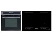 Backofen Herd Kochfeld Herdset Induktion Black Steel 2 Flexzonen Slider Respekta