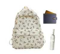 Backpack Bow - Fashionable, Stylish Companion | Matériau, Robust, Elegant Design, Feminine, Adjustable Straps, Pratical Pockets For Everyday School And Leisure., Kaki, Consulte la descripción, Voir